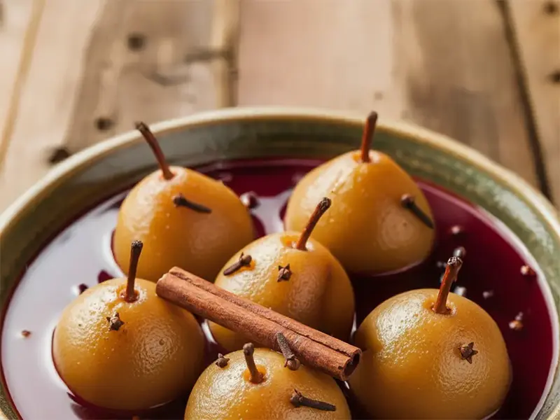 Poires à Botzi AOP caramélisées et brillantes dans leur sirop