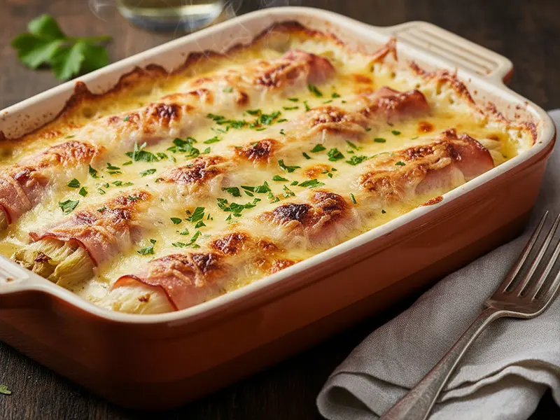 Endives au jambon gratinées à la béchamel et au fromage