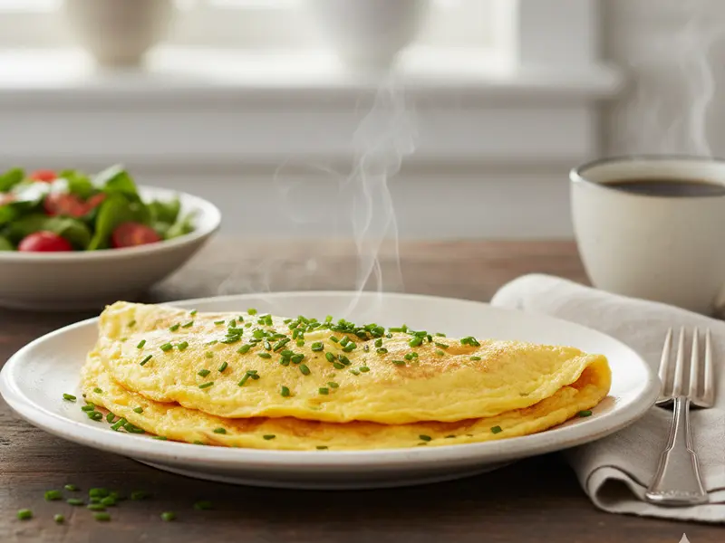 Omelette moelleuse à la ciboulette fraîche, dorée et parfumée